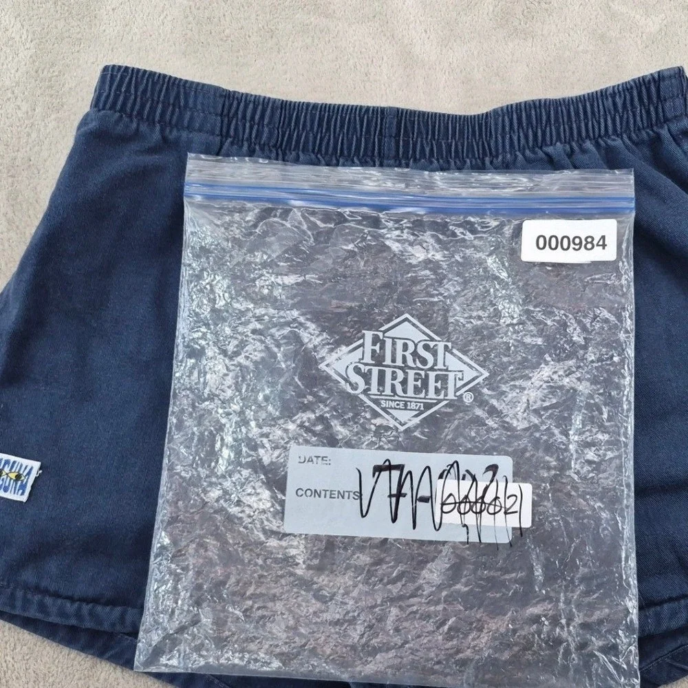 Vintage Laguna Navy Blue Cotton Shorts Elastic Waist XL Surf Beach Made in USA